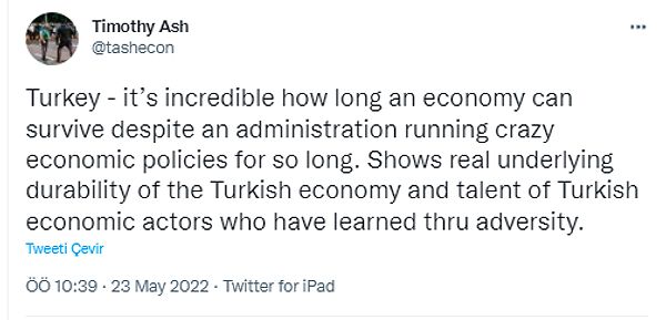 Timothy Ash sonrasında ise şaşkınlığını dile getirdi: 'Zorluklardan ders almış ve yetenekli ekonomi aktörleri!'