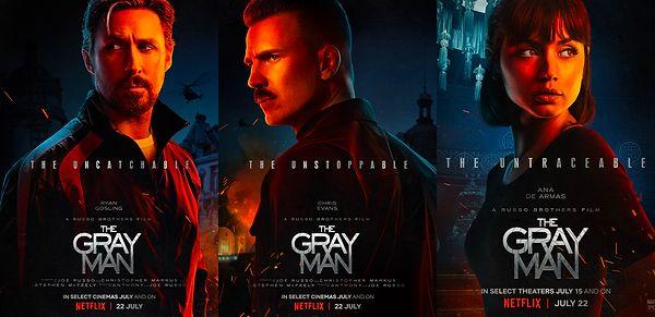 8. The Gray Man filminden Ryan Gosling, Chris Evans ve Ana de Armas'ın yer aldığı 3 yeni karakter posteri yayımlandı.