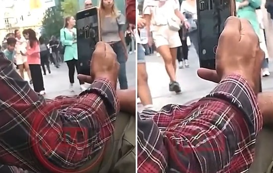 Caddede Yürüyen Kadınları Kaydeden Yabancı Uyruklunun Taciz Anları Bir Vatandaş Tarafından Anbean Kaydedildi