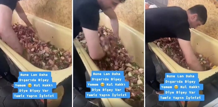 Elleriyle Küvette Et Karıştıran Adamın Steril Olmayan Görüntüsü Gündem Oldu