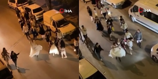 Bursa'da Tavuk Alma Adetini Yerine Getirmek İçin Gelinlik Giyen Gençlerin Eğlenceli Anları Kaydedildi