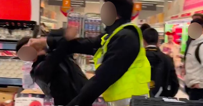 'Ben Bir Şey Yapmadım' Diyen Hırsızlık Şüphelisi Çocuğu Yumruklayan Güvenlik Görevlisi