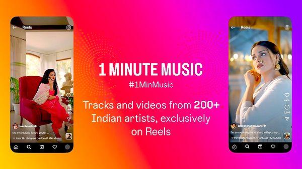 Instagram, yalnızca Instagram Reels veya Stories'de kullanılabilen şarkılardan ve kişilerden kliplerden oluşan bir koleksiyon olan '1 Minute Music'i getiriyor.