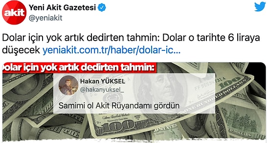 Akit'in Kaynağını Tahmin Ettiğiniz Bir Diğer Haberi: Dolar 6 Lira Olacak!