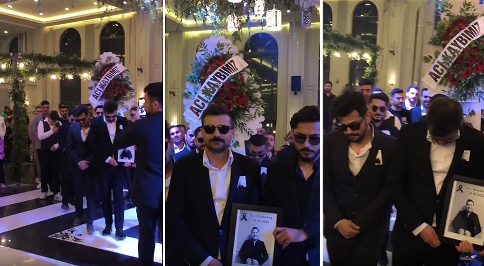 Damadın Arkadaşları, Düğün Salonuna 'Acı Kaybımız' Yazılı Çelenk ile Girip Cenaze Merasimi Düzenlediler