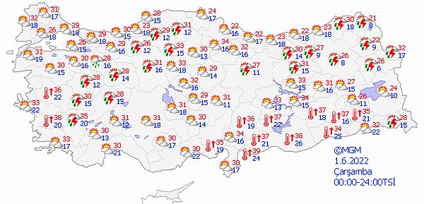 Bugün yurt genelinde hava şöyle: