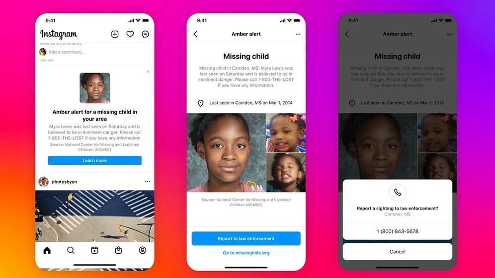 Instagram Kaçırılan ve Kaybolan Çocuklar İçin Harekete Geçiyor