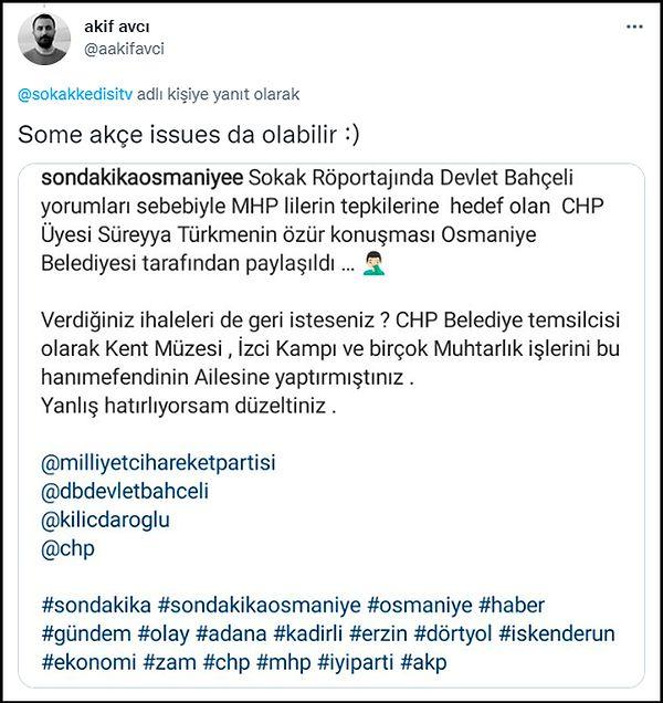 Röportajdaki vatandaşın CHP'li Meclis Üyesi Süreyya Türkmen olduğunu belirtenler, olayın farklı bir boyutuna dikkat çekti. 👇