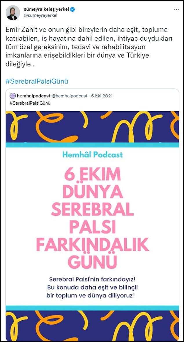 Sümeyra Yerkel, geçtiğimiz yıl çocuklarının serebral palsi hastası olduğunu belirten bu paylaşımı yapmıştı.