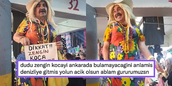 Drag Queen Şovu Gibi! Çiçekli Elbisesi, Sarı Saçları ve Cilvesiyle Fenomen Haline Gelen Pazarcı Dudu Abla