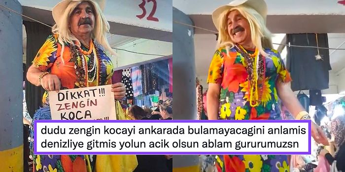 Drag Queen Şovu Gibi! Çiçekli Elbisesi, Sarı Saçları ve Cilvesiyle Fenomen Haline Gelen Pazarcı Dudu Abla