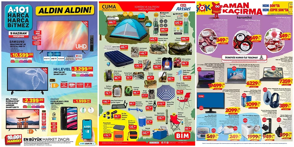 İndirim Günleri Başlıyor: 6 - 12 Haziran Haftasında A101, BİM ve ŞOK Aktüel Ürünler Listesinde Neler Var?