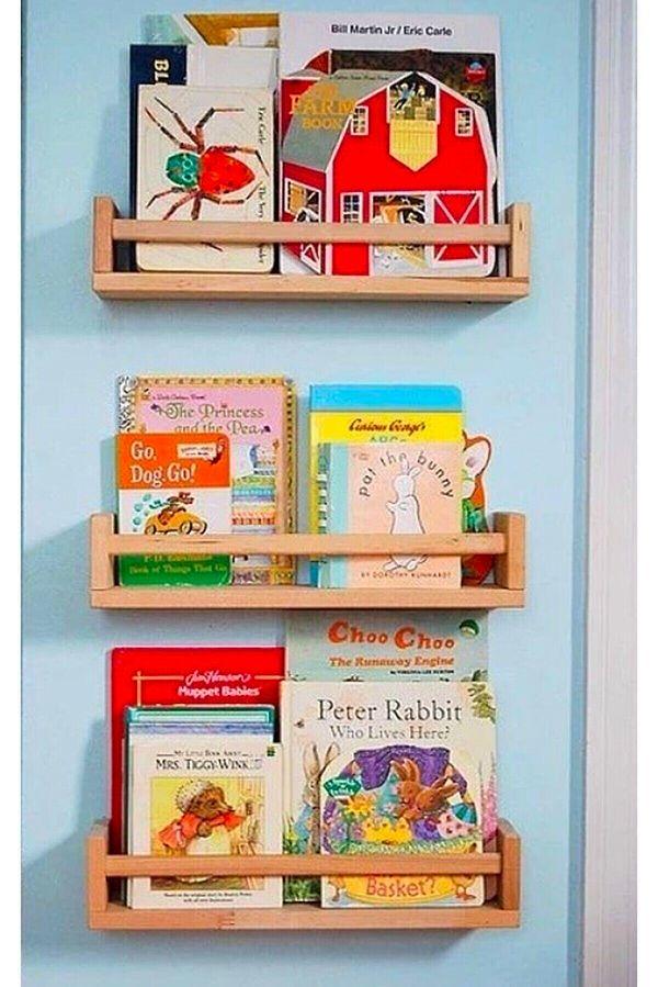 7. Montessori Kitaplık Çocuk Bebek Odası Duvar Rafı Ahşap Kitaplık Raf