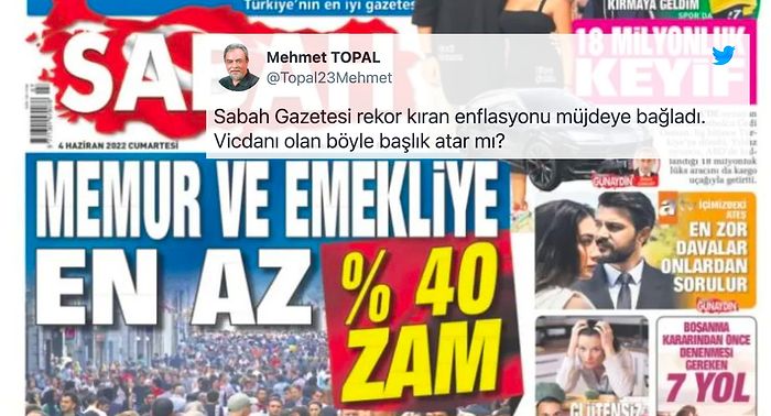 Yandaş Sabah Gazetesi Enflasyonu Müjdeymiş Gibi Duyurdu, Sosyal Medyada Topa Tutuldu