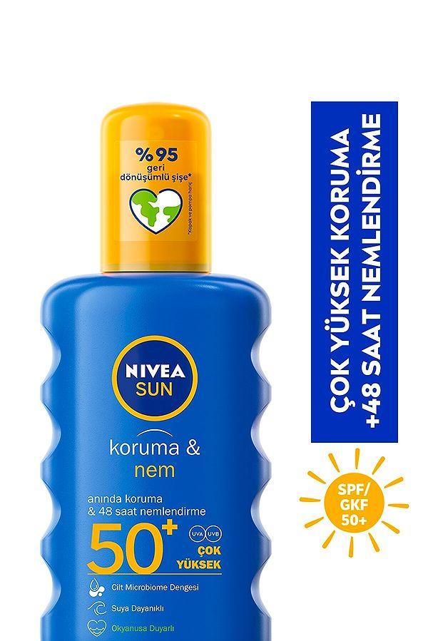1. Yüksek güneş koruması ve 48 saate kadar yoğun nemlendirme sağlayan Nivea Sun sprey, en çok satın alınan güneş kremi olmuş.