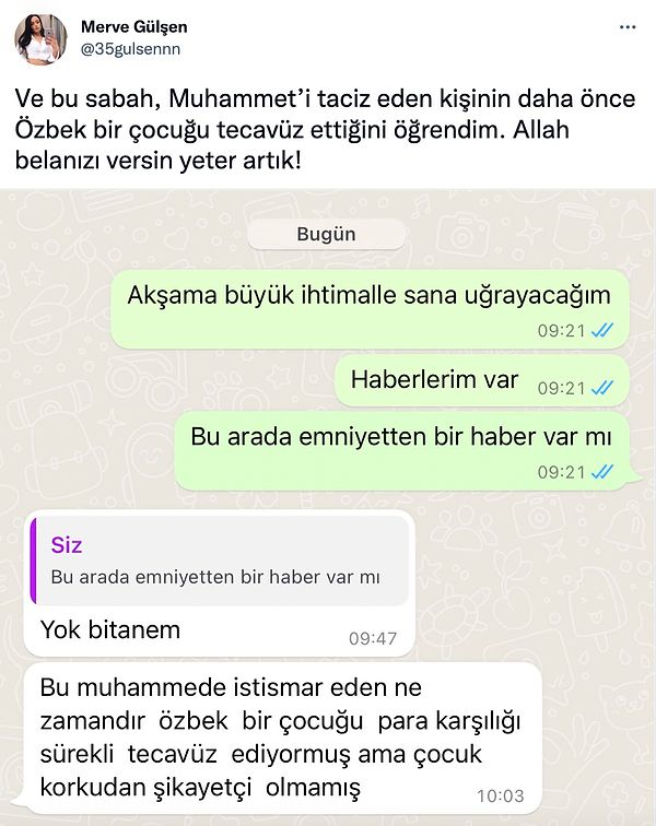 Ve Afgan sığınmacının daha önce de Özbek bir çocuğa para karşılığı tecavüz ettiği de iddia edildi. İnanılmaz! Buna kim dur diyecek? Çocuklarımızı nasıl koruyacağız?