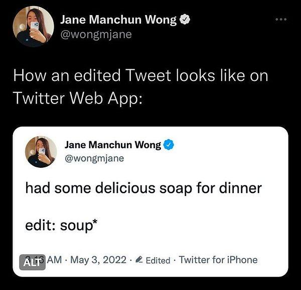 Jane Manchun Wong , Twitter'ın muhtemelen orijinal tweet'in ve önceki düzenlemelerinin kaydını tutacağını keşfetmişti.