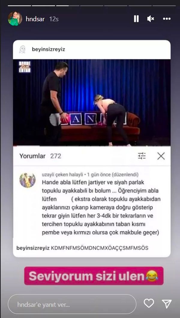 İşte Hande Sarıoğlu'na gelen o ilginç soru👇🏻