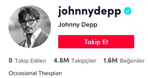 TikTok hesabı açmasının ardından mavi tik alan Depp'in kısa sürede milyonlarca takipçiye ulaştığı görülürken tek bir paylaşım yaparak tüm destekçilerine teşekkür etti. Ayrıca Depp'in profiline ‘Occasional Thespian (Nadiren Oyuncu)’ yazması da dikkat çekti.