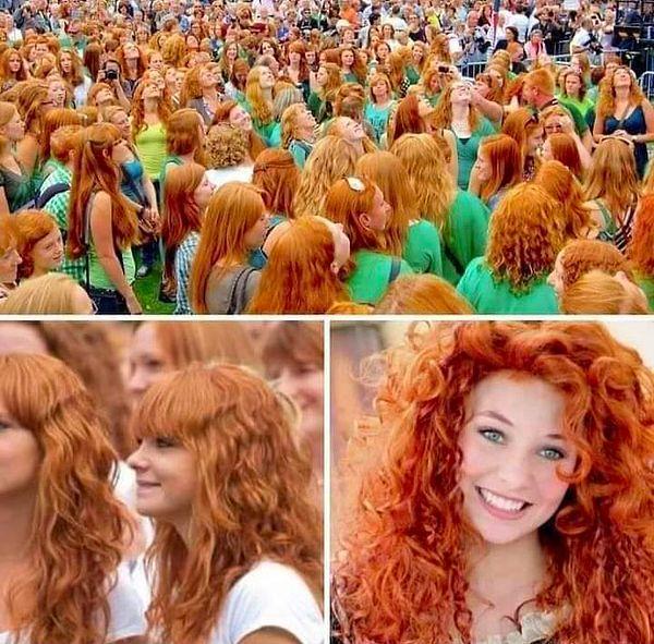 18. Bir çok kızıl saçlı insan Dublin'de kızıl saç festivalinde bir araya geliyor.