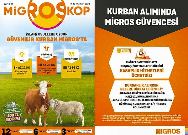 Kurban Bayramı yaklaştı. Migros'ta Kurban Bayramı ile iligili kampanyalar başladı.