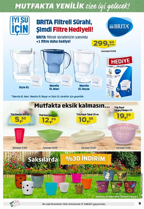 Saksılar %30 indirimli.