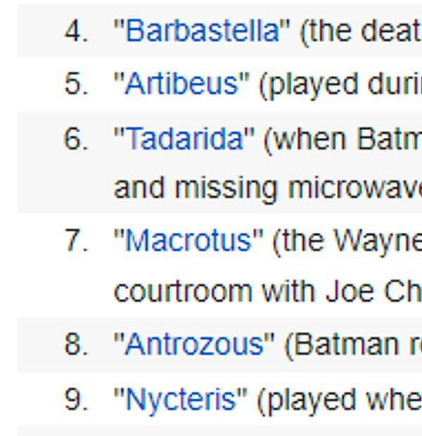 20. Batman Begins'in soundtrack albümünde yer alan dördüncü parçadan dokuzuncu parçaya kadar şarkıların baş harfleri 'Batman' kelimesini oluşturuyor.