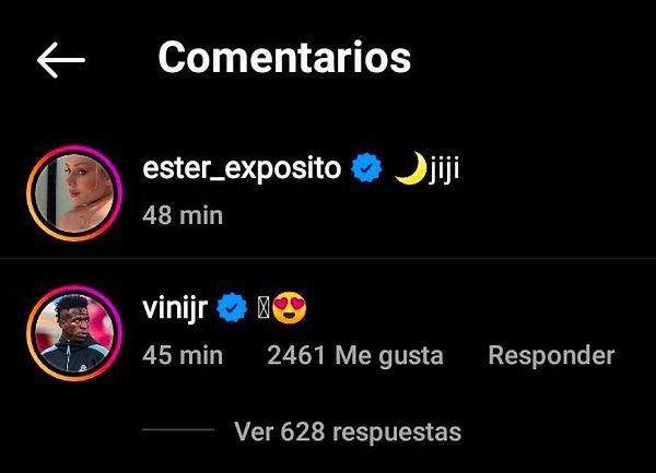Vinicius Junior, güzel oyuncunun son paylaşımının altına kalp emojisi bıraktı.