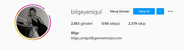 Bilge Yenigül'ün Instagram Hesabı