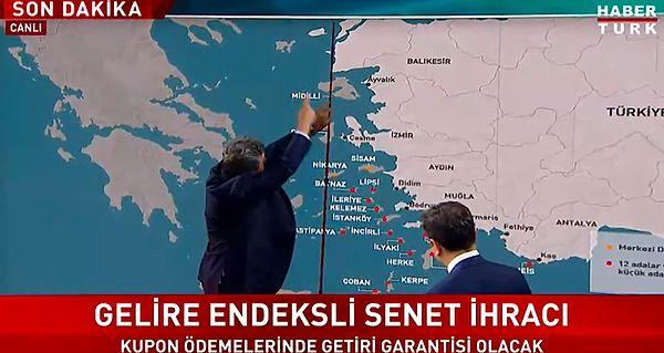 Habertürk canlı yayınında gazeteci Gürkan Zengin, Edirne sınırından aşağı çizgi çekip Türkiye tarafında kalan adalar için 'Şu adalar nasıl Yunanistan'ın olabilir?' dedi.