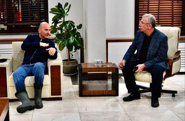 İncelemeleri ardından Soylu, durum değerlendirmesi için Ankara Büyükşehir Belediyesi Başkanı Mansur Yavaş'ı makamında ziyaret etti👇