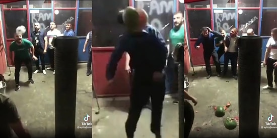 Bu Nasıl Şaka? Birbirlerine Kafayla Pas Atan Grubun Bahtsızına Top Yerine Karpuz Atıldığı Bi Acayip Görüntüler