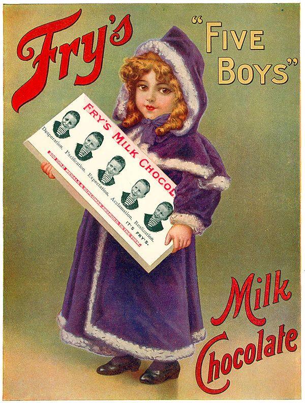 1847'de İngiliz çikolata üreticisi J.S. Fry, ilk çikolata barını buldu! Bu yiyecek herkes tarafından çok sevildi ve çikolata artık içecek yerine yiyecek olarak tanınmaya başladı.
