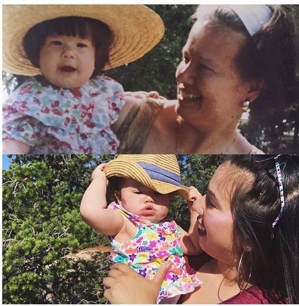 16. "Üstteki fotoğraf 1992'de annem ve ben , alttaki fotoğraf ise 2016'da kızım ve ben."