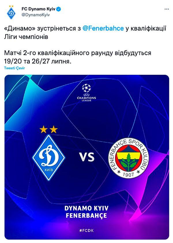 Dinamo Kiev, Fenerbahçe'nin yıldızsız logosunu tercih etti.