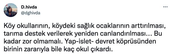 Köy okullarındaki imkan sorunu da bazı kullanıcılar tarafından eleştirildi.