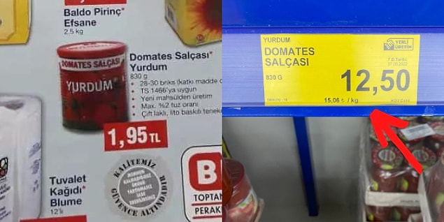 Her yemeğin vazgeçilmezi salçada 12,50 TL'ye alıyoruz. Unutmamak gerekir ki BİM, Türkiye'nin en ucuz marketlerinden bir tanesi.