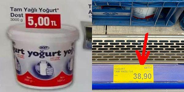 Şahlanan bir diğer ürün de yoğurt. Bir yoğurt nasıl 38,90 TL olabilir?
