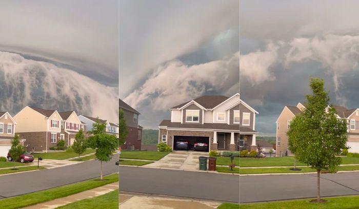 ABD'nin Ohio Eyaletinde Kaydedilen Gökyüzünde Dev Tsunami Dalgaları Şeklinde İlerleyen Korkunç Bulutlar