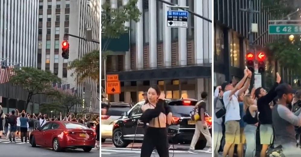 New York'ta Trafiğin Ortasında Dans Eden Kadını Kaydetme Çabası İçine Giren Yüzlerce İnsanın Bi' Acayip Anları