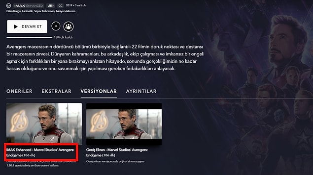 8. Disney+'ta silinen sahneler, kamera arkaları ve diğer bonus içerikler için ekstralar kısmını kullanabilirsiniz.