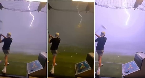 Tek Atışta Topu Deliğe Sokmaktan Daha İyi: Vurduğu Golf Topuna Havada Yıldırım Düştü