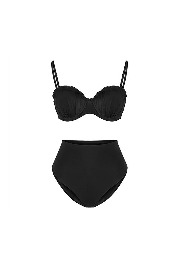 19. Mudo Bralet Kesim Altı Yüksek Bel Bikini Takımı