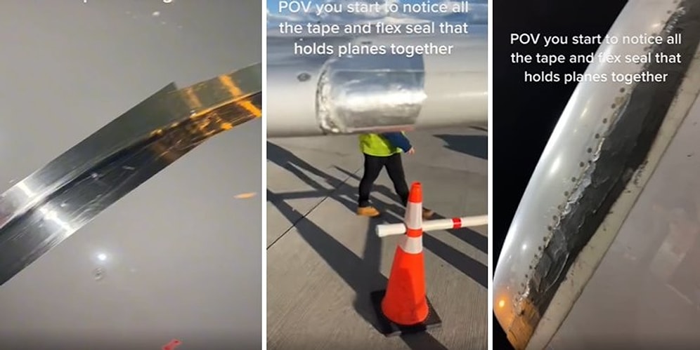 Uçağın Belirli Bölgelerini Bir Arada Tutması İçin Bant Kullanıldığını Gösteren Korkutucu Görüntüler