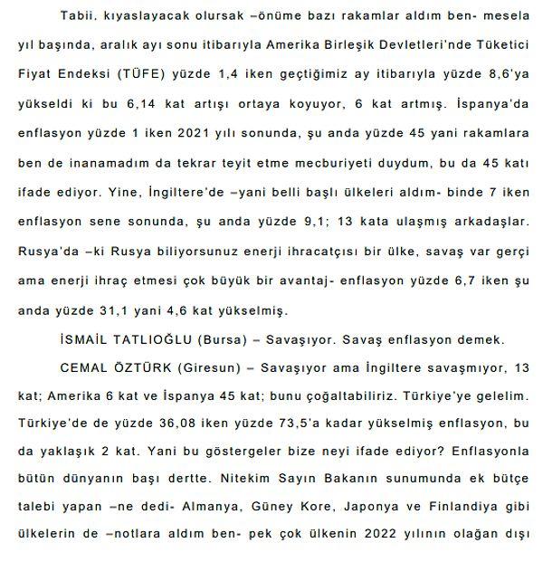 AKP Giresun Milletvekili Cemal Öztürk ile İYİ Parti Bursa Milletvekili İsmail Tatlıoğlu arasında bir enflasyon hesaplaması