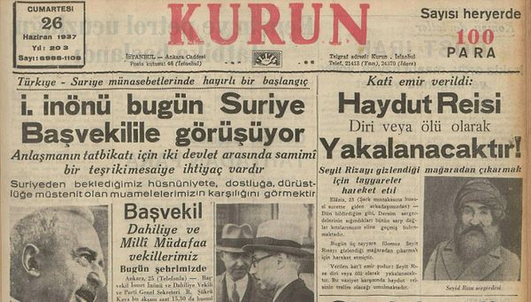 Bugünün eski gazetesi: 26 Haziran 1937