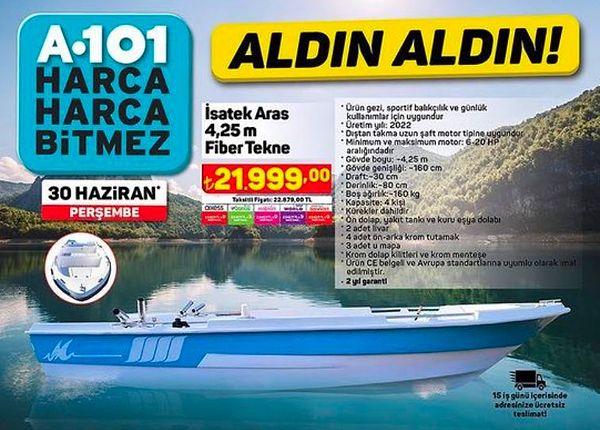 A101 bu işi ilginç bir seviyeye getirdi ve "Aldın aldın" kampanyası kapsamında 21.999 liralık fiyatla 'tekne' satmaya başladı! 😂