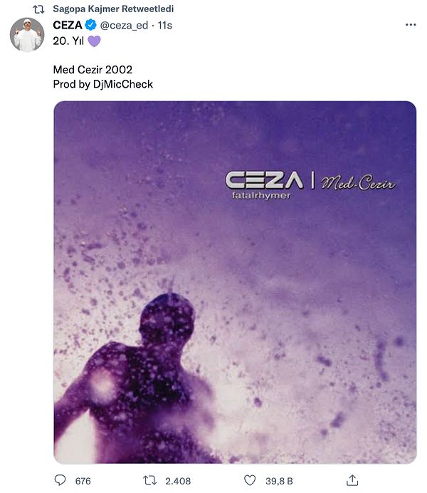 Ardından Sogapa, Ceza'nın paylaştığı tweet'i retweetledi!
