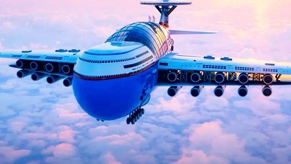 Nükleer enerjiyle çalışan 20 motorlu ve asla iniş yapmayacak şekilde tasarlanan yapay zeka pilotlu Sky Cruise için iddialı bir tasarım videosu yayınlandı.