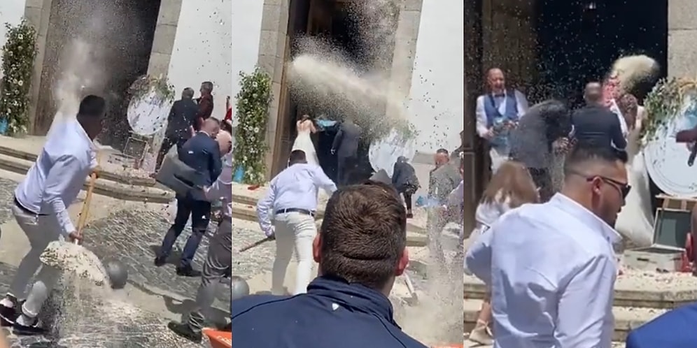 İyi de Neden? Düğün Mekanına Giriş Yapan Gelin ve Damada Küreklerle Toprak Atan Sinir Bozucu Arkadaş Grubu